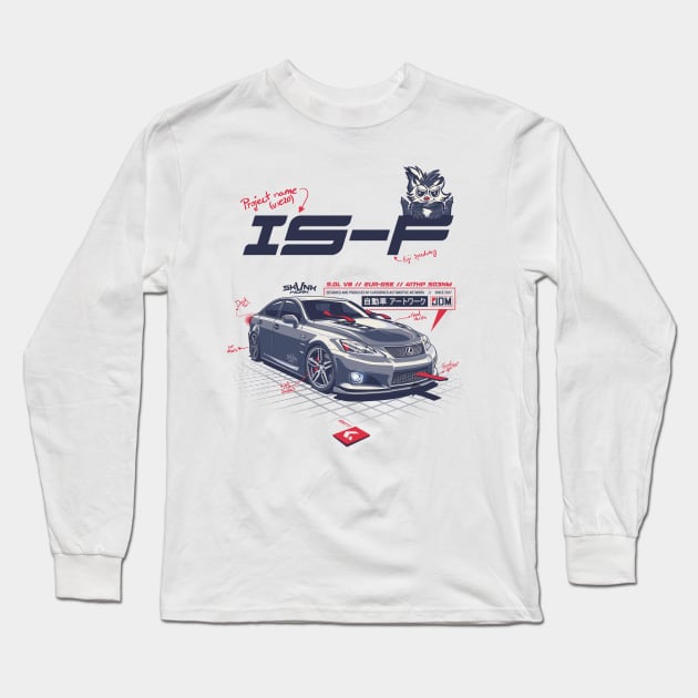 JDM - Lex IS F II - CarCorner Long Sleeve T-Shirt by CarCorner - Automotive Artwork